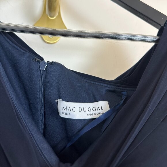 MAC DUGGAL One-Shoulder Long Sleeve Jersey Gown in Midnight Size US 8 - Picture 7 of 14